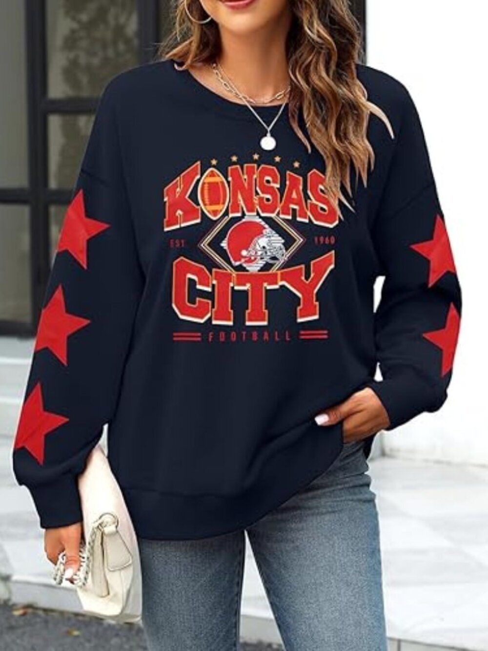 Kansas City Football Sweatshirt Blue Size Medium - Picture 3 of 7